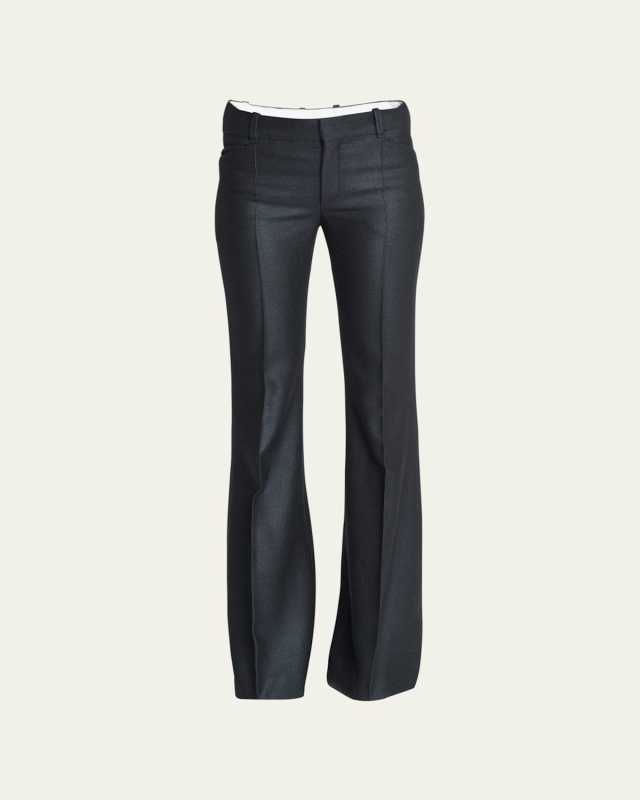 Armoured Silk Wool Bootcut-Leg Trousers
